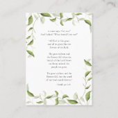 デリケートな緑のオーソドックス葬儀祈りの言葉カード プレイスカード (裏面)