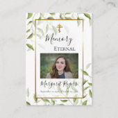 デリケートな緑のオーソドックス葬儀祈りの言葉カード プレイスカード (正面)