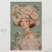 デリケートな肖像画の女性の花 CP2 クラフトペーパー (正面)