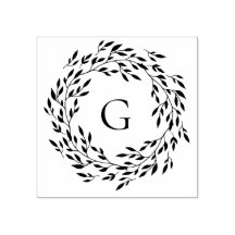 デリケートな葉のリースモノグラム