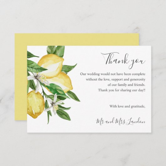 デリケートな葉柑橘類とグリーン結婚の感謝していお前 サンキューカード (正面/裏面)