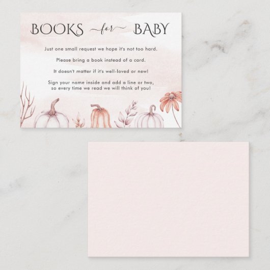 デリケートな赤面暖かい秋の本の赤ちゃんシャワー エンクロージャーカード (正面/裏面)