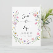 デリケートな野の花の結婚式Save the Dateカード 招待状 (スタンド正面)