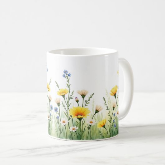 デリケートな野の花の草原 コーヒーマグカップ (正面右)