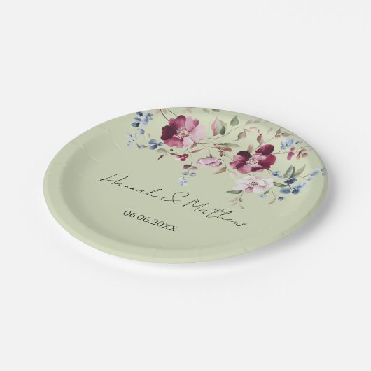 デリケートな野エレガント草緑 ペーパープレート (アングル)