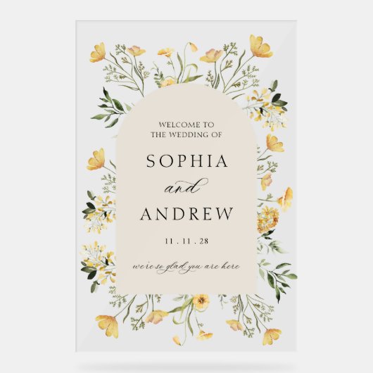 デリケートな野結婚花の歓迎 アクリルサイン (正面)