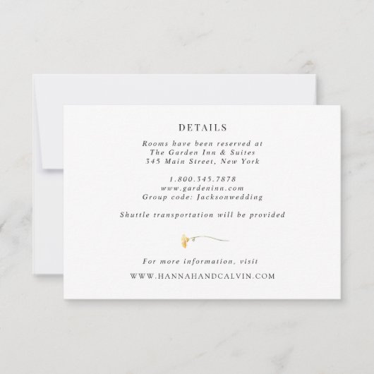 デリケートな野結婚花の詳細カード 招待状 (正面)