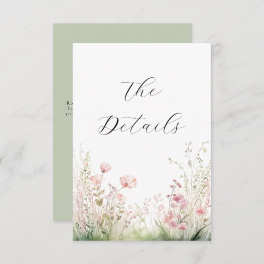 デリケートな野結婚花の詳細 エンクロージャーカード (正面/裏面)