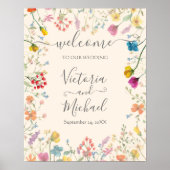 デリケートな野結婚花フローラの歓迎サイン ポスター (正面)