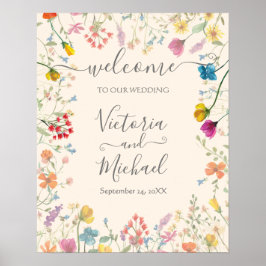 デリケートな野結婚花フローラの歓迎サイン ポスター