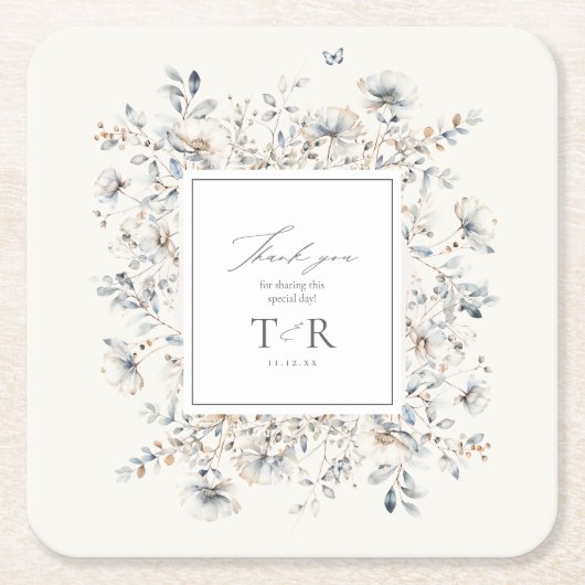 デリケートな野縁ど花ID1102 スクエアペーパーコースター (正面)