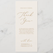 デリケートな金ゴールドとクリームティー長さサンキューカード メニュー (正面)