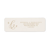 デリケートな金ゴールドとクリーム差出人住所ラベル ラベル (正面)