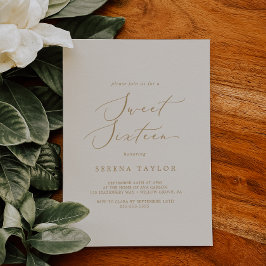 デリケートな金ゴールドとクリームSweet sixteen誕生日 招待状