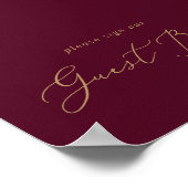 デリケートな金ゴールドとブルゴーニュのゲストブックポスター ポスター (角)