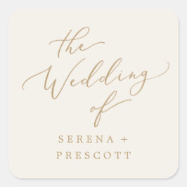 デリケートな金ゴールドと結婚クリームの封筒用シール スクエアシール