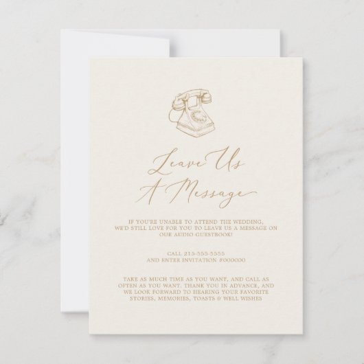 デリケートな金ゴールド結婚クリームの音声ゲストブック 招待状 (正面)