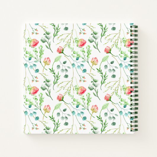 デリケートな開花パーソナライズされたレシピノート ノートブック (裏面)