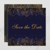 デリケートな青と葉金ゴールドは日付を保存 セーブザデート (正面/裏面)