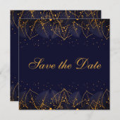 デリケートな青と葉金ゴールドは日付を保存 セーブザデート (正面/裏面)