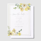 デリケートな黄色のフローラ夏の日付を保存 ベラム紙招待状 (オフセット)