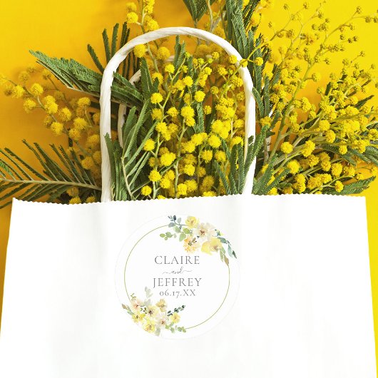 デリケートな黄色フローラセージ緑結婚夏 ラウンドシール