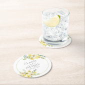 デリケートな黄色フローラセージ緑結婚夏 ラウンドペーパーコースター (インサイチュ)