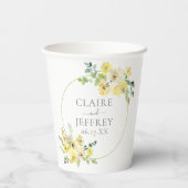 デリケートな黄色フローラセージ緑結婚夏 紙コップ (裏面)