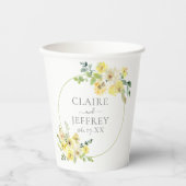 デリケートな黄色フローラセージ緑結婚夏 紙コップ (正面)