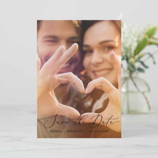 デリケートな黒いライト写真テンプレート日付を保存 セーブザデート (スタンド正面)