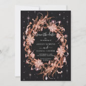デリケートな黒華美フローラ日付を保存 招待状 (正面)