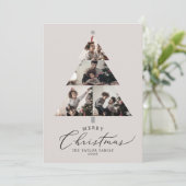 デリケートなGreigeメリークリスマスツリー写真コラージュ シーズンカード (スタンド正面)