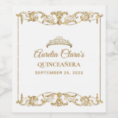 デリケートアイボリーホワイト金ゴールド縁どフレームキンセアニェラ ワインラベル (シングルラベル)