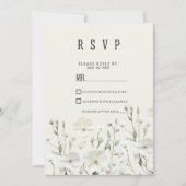 デリケートアイボリー白フローラ配置RSVP 招待状 (正面)