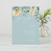 デリケートイエローピーニーグリーンブライダルシャワー 招待状 (スタンド正面)