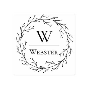 デリケートウィンターブランチリースモノグラム ラバースタンプ