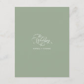 デリケートエレガントな結婚式詳細セージ緑 エンクロージャーカード (裏面)