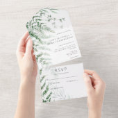 デリケートエレガントな緑のシダNo Dinner オールインワン招待状 (貼ってはがせる)