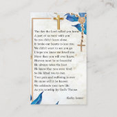 デリケートエレガント赤面記念祈りの言葉フォトカード 名刺 (裏面)