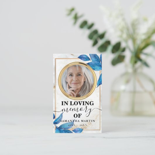 デリケートエレガント赤面記念祈りの言葉フォトカード 名刺 (スタンド正面)