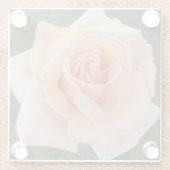 デリケートオレンジバラ開花フローラ ガラスコースター (裏面)