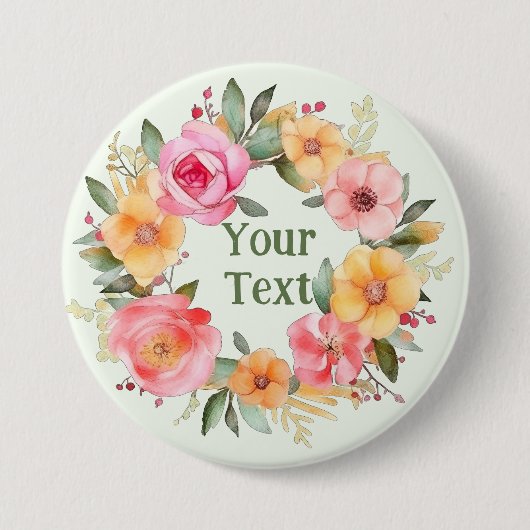 デリケートオレンジフラワーリースラペールエンブレム 缶バッジ (正面)