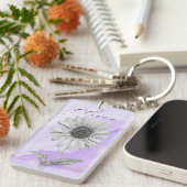 デリケートカスタムラベンダーデイジーフラワー キーホルダー (正面右)