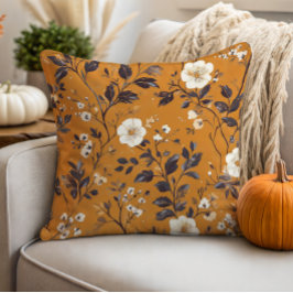 デリケートクリームオンオレンジ秋フローラ クッション