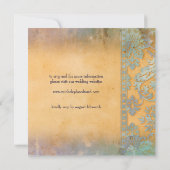 デリケートグランジなブルー結婚ダマスクレース 招待状 (裏面)