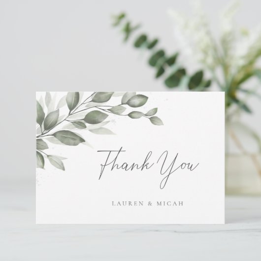 デリケートグリーンリーフラットサンキューカード サンキューカード (スタンド正面)
