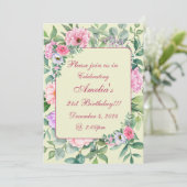 デリケートサマーガーデンパーティーフローラ誕生日 招待状 (スタンド正面)