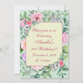 デリケートサマーガーデンパーティーフローラ誕生日 招待状 (正面)