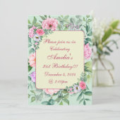 デリケートサマーガーデンパーティーフローラ誕生日 招待状 (スタンド正面)
