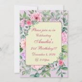 デリケートサマーガーデンパーティーフローラ誕生日 招待状 (正面)